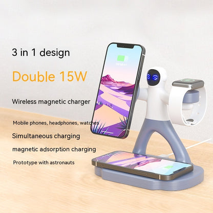 Magnetic Wireless Charger Three-in-one Dual Mobile Phone 15W Fast Charge